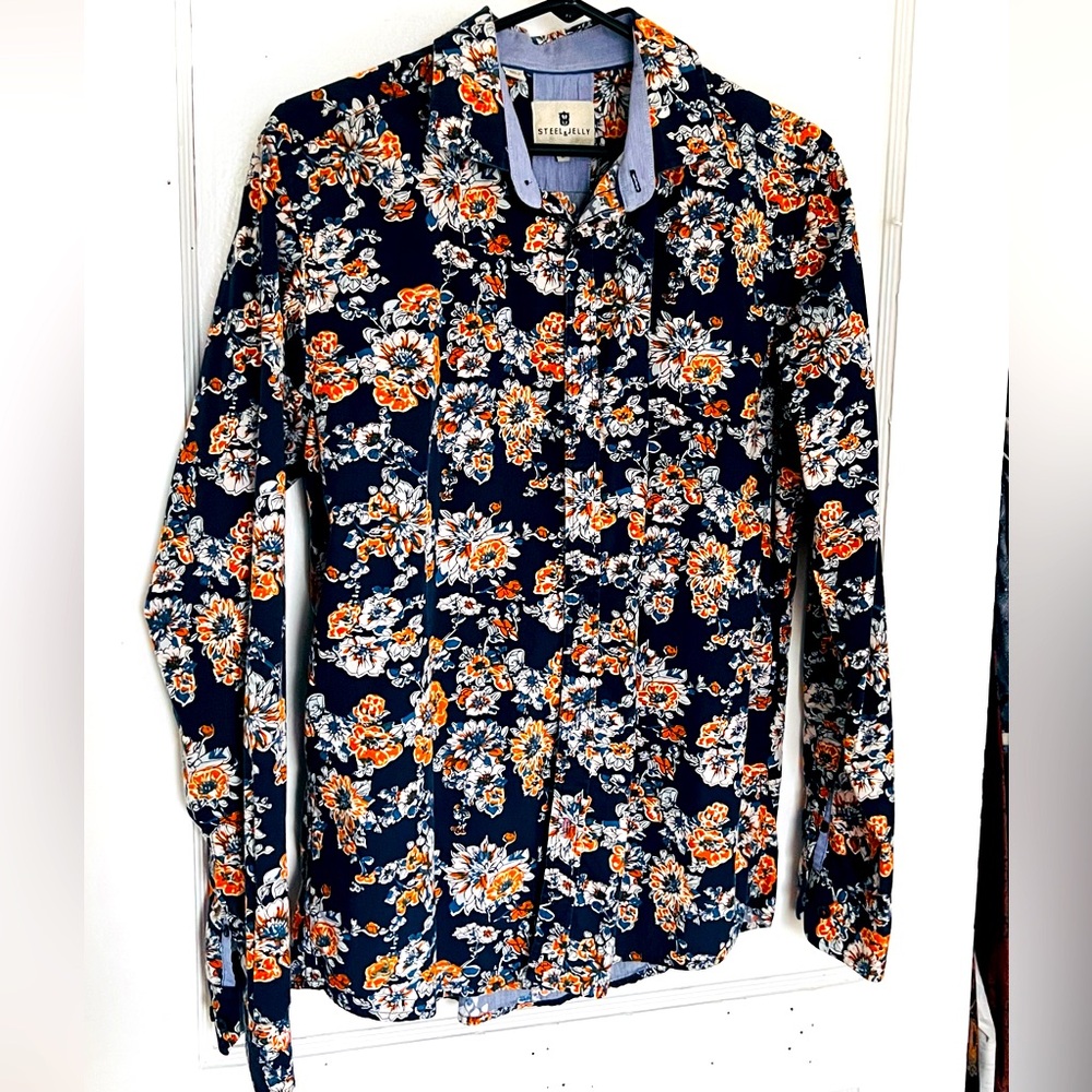 Button Up Casual Dress Shirt Steel Jelly